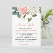 Het Baby shower van een meisje met elegante koraal Kaart (Staand voorkant)