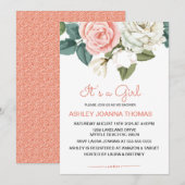 Het Baby shower van een meisje met elegante koraal Kaart (Voorkant / Achterkant)