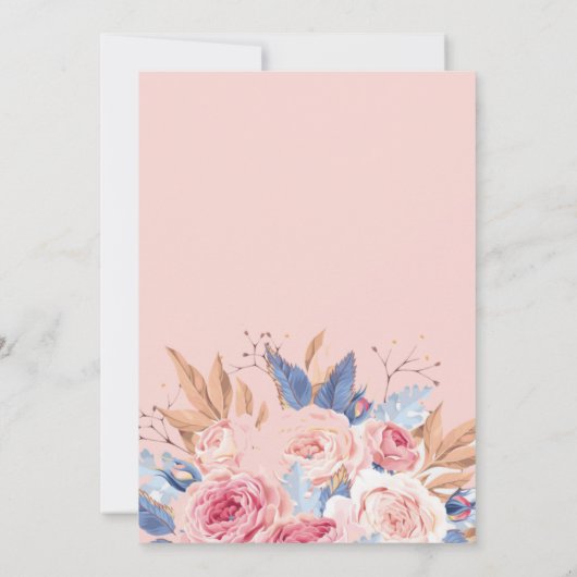 Het Baby shower van een meisje met roze botanische Kaart (Achterkant)