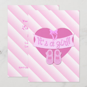 Het Baby shower van een meisje Roze Heart Bow Shoe Kaart