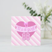 Het Baby shower van een meisje Roze Heart Bow Shoe Kaart (Staand voorkant)