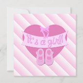 Het Baby shower van een meisje Roze Heart Bow Shoe Kaart (Voorkant)
