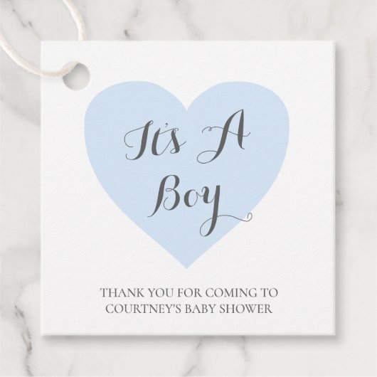 Het Baby shower van een paddestoel blauw hart Bedankjes Labels (Voorkant)