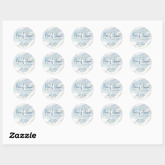 Het Baby shower van Heaven Blue Clouds Ronde Sticker (Vel)