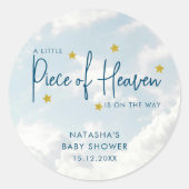Het Baby shower van Heaven Blue Clouds Ronde Sticker (Voorkant)