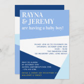 Het Baby shower van het Blue Geometric Boy Couple Kaart (Voorkant / Achterkant)
