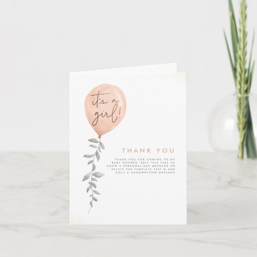 Het Baby shower van het Girlballongebergte bedankt (Voorkant)