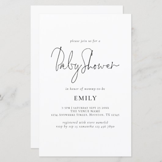 Het Baby shower van het Manuscript van de begrotin (Voorkant / Achterkant)