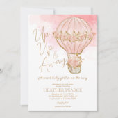 Het Baby shower van het Roos Hot Air-ballonmeisje Kaart (Voorkant)