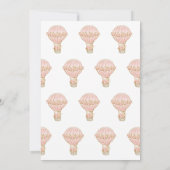 Het Baby shower van het Roos Hot Air-ballonmeisje Kaart (Achterkant)