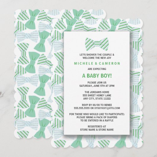 HET Baby shower VAN HET STROPDAS VAN DE BOE nodigt Kaart (Voorkant / Achterkant)