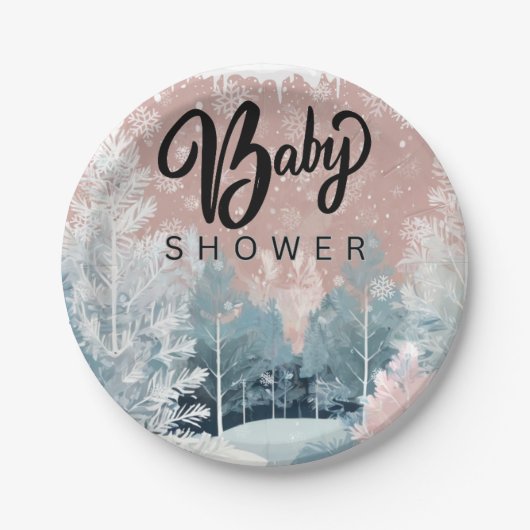 Het Baby shower van het Winter Wonderland in Water Papieren Bordje (Voorkant)