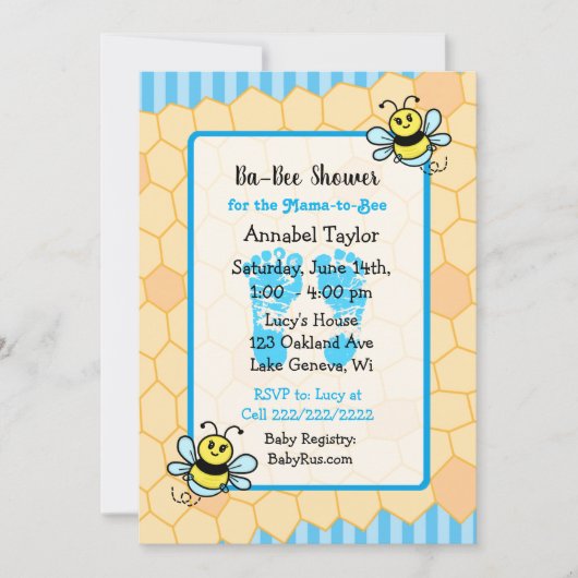 Het Baby shower van Honey Bee en Honeycomb Boy Kaart (Voorkant)