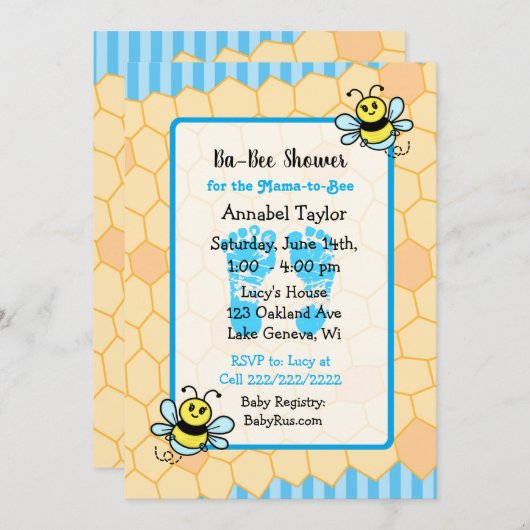 Het Baby shower van Honey Bee en Honeycomb Boy Kaart (Voorkant / Achterkant)