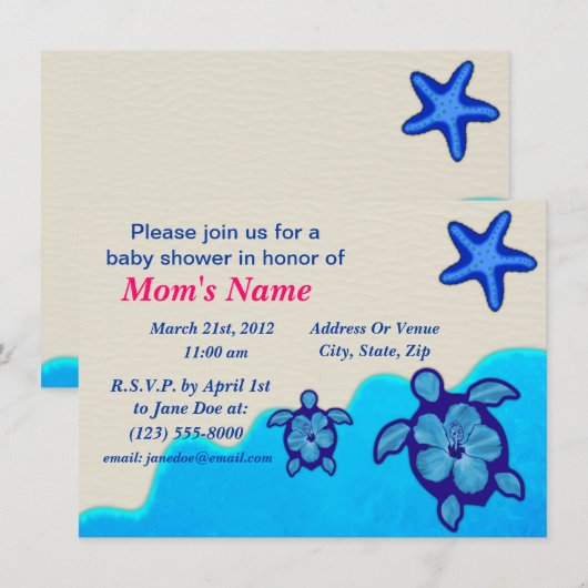 Het Baby shower van Honu van de jongen Kaart (Voorkant / Achterkant)