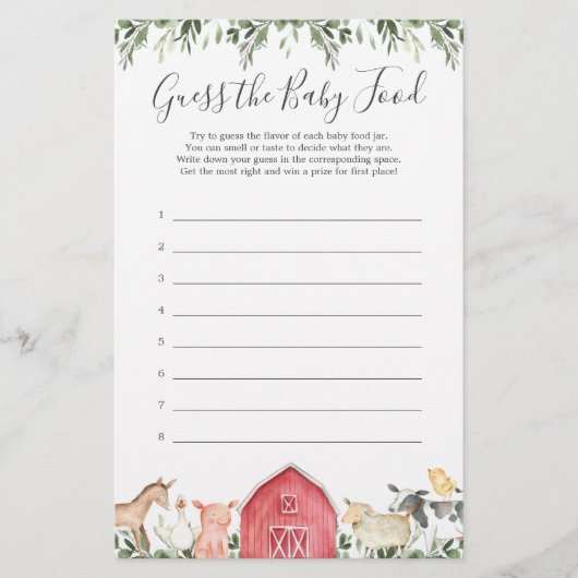 Het Baby shower van landbouwhuisdieren raadt het B (Voorkant)