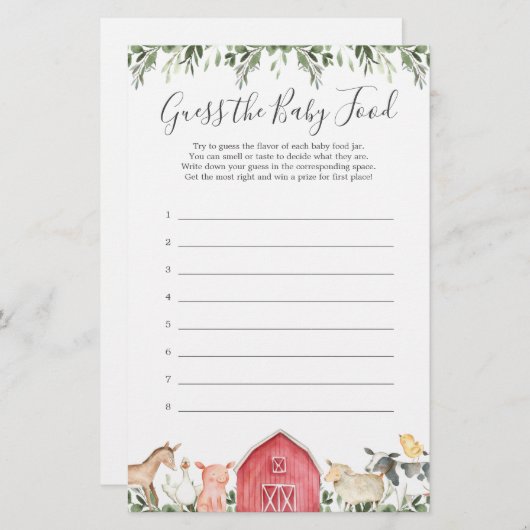 Het Baby shower van landbouwhuisdieren raadt het B (Voorkant / Achterkant)