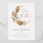 Het Baby shower van Moon Boho en Pampas Folie Uitnodiging (Voorkant)