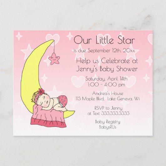 Het Baby shower van ons kleine Star Girl Briefkaart (Voorkant)