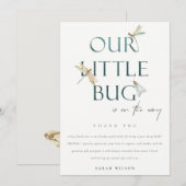 Het Baby shower van onze kleine blauwe dragonfly Bedankkaart (Voorkant / Achterkant)