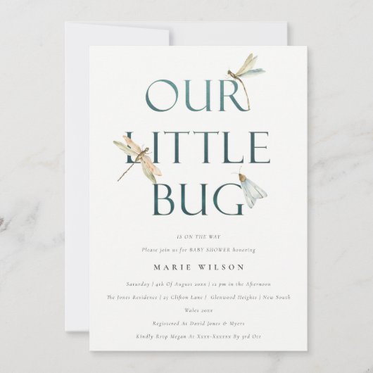 Het Baby shower van onze kleine blauwe dragonfly Kaart (Voorkant)