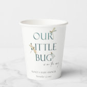 Het Baby shower van onze kleine blauwe dragonfly Papieren Bekers (Achterkant)