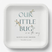 Het Baby shower van onze kleine blauwe dragonfly Papieren Bordje (Voorkant)
