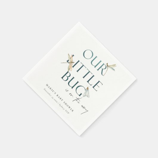 Het Baby shower van onze kleine blauwe dragonfly Servet (Hoek)