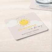 Het Baby shower van onze kleine zonnige blush-meis Kartonnen Onderzetters (Schuin)
