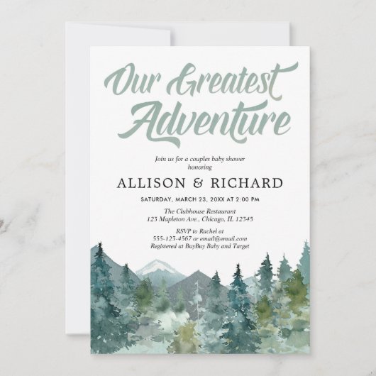 Het baby shower van paren, Ons grootste avontuurli Kaart (Voorkant)