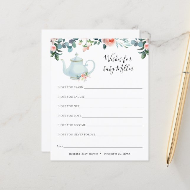 Het Baby shower van Tea wenst voor de Baby (Voorkant / Achterkant in situ)