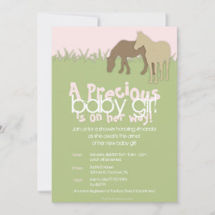 Het Baby shower van twee bruine ponies Girl Kaart