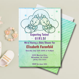 Het Baby shower van Twin Girls Cloud verwachten in Kaart