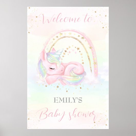 Het baby shower van Unicorn heet welkom bord Poster (Voorkant)
