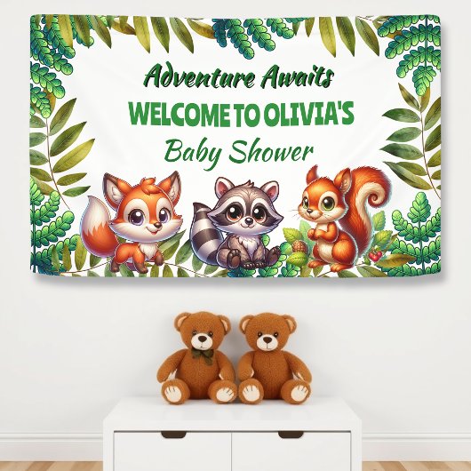 Het Baby shower van Woodland Fox Boy komt eraan Spandoek