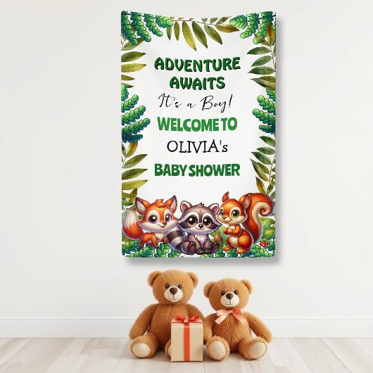 Het Baby shower van Woodland Fox Boy komt eraan Spandoek