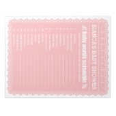 Het Baby shower Word Scramble Pink Papel Picado Notitieblok (Voorkant)