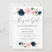 het baby van floral navy en blush onthult kaart (Voorkant)