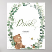 Het Baby van het Beer Greenery van het Baby shower Poster (Voorkant)