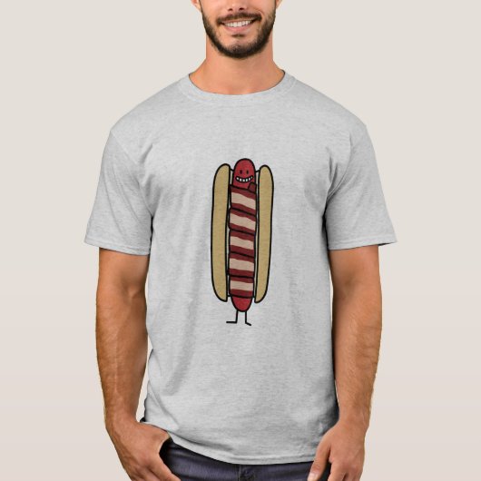 Het bacon Verpakte bacon-Verpakte Worstje van de T-shirt (Voorkant)
