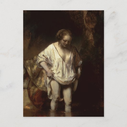 Het Baden van de vrouw in een Stroom, 1654 Briefkaart (Voorkant)