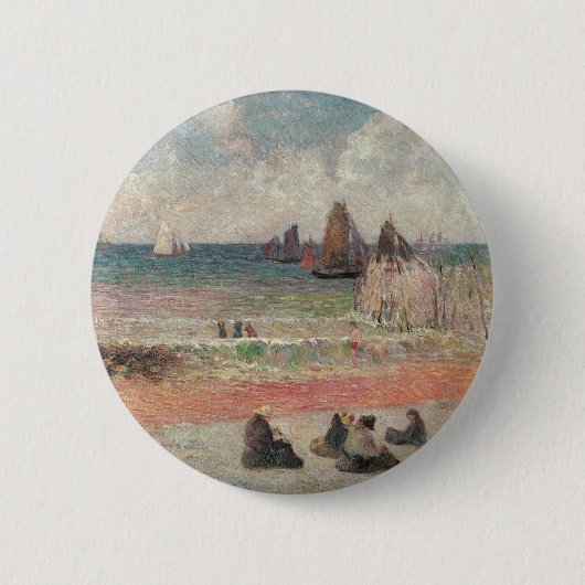 Het baden van Dieppe van Paul Gauguin Ronde Button 5,7 Cm (Voorkant)