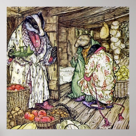 "Het Badgerhuis" van Arthur Rackham Poster (Voorkant)