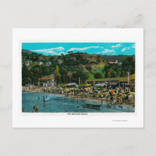 Het badstrand op Avalon, Catalina Briefkaart (Voorkant)