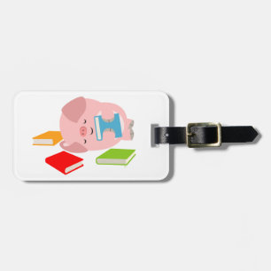 Het Bagagelabel Little Book Lover (Cartoon Pig.)