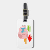 Het Bagagelabel Little Book Lover (Cartoon Pig.) (Voorkant verticaal)