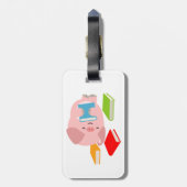 Het Bagagelabel Little Book Lover (Cartoon Pig.) (Achterkant verticaal)
