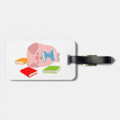 Het Bagagelabel Little Book Lover (Cartoon Pig.) (Achterkant horizontaal)