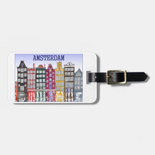 Het Bagagelabel van Amsterdam met Originele Illust (Voorkant horizontaal)