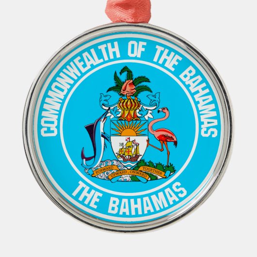 Het Bahamas Round Emblem Metalen Ornament (Voorkant)